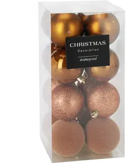 Sada 16 ks vánočních ozdob Festive Sparkles, zlatohnědá, pr. 6 cm, plast, pr. 6 cm