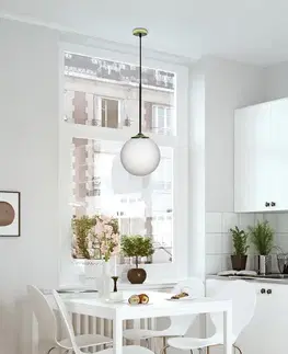 Závěsná lampa zlatá/bílá koule 20cm Glasgow Ledea