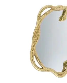 Estila Art deco kulaté závěsné zrcadlo Serpente se zlatým kovovým rámem ve tvaru hadů 52 cm