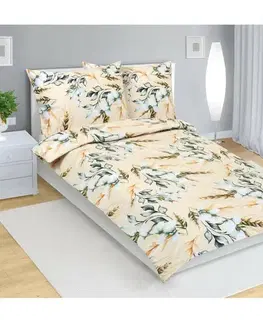 Bellatex Bavlněné povlečení Klas béžová, 140 x 200 cm, 70 x 90 cm, 140 x 200 cm, 70 x 90 cm