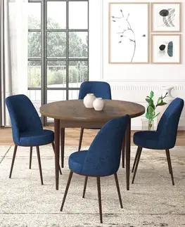 Dining Table & Chairs Set (5 Pieces) Tor - Baroque, Navy Blue