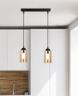 Závěsná lampa černohnědá 2xE27 Bistro