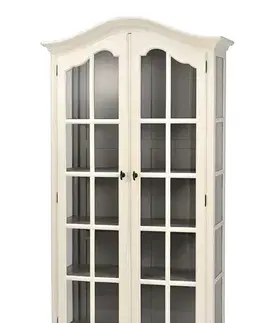 Estila Luxusní provence prosklená vitrína Preciosa bílé barvy s vyřezávaným zdobením 220cm
