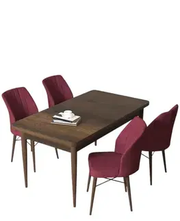 Dining Table & Chairs Set (5 Pieces) Arp - Baroque, Burgundy