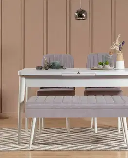 Jídelní set s rozkládacím stolem a židlemi (4 kusy) Vina 0701 - 3 - White, Grey