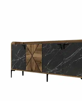 Skříňka Venedik Walnut and Black Marble