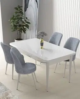 Dining Table & Chairs Set (5 Pieces) Nil - White, Grey