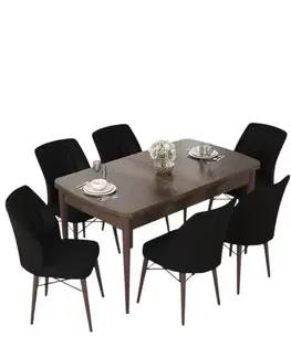 Extendable Dining Table & Chairs Set (7 Pieces) Nef - Baroque, Black