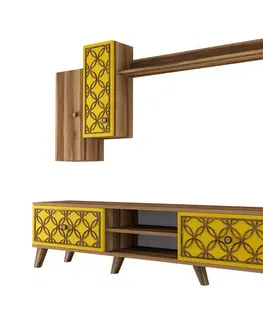 TV stěna / Sestava pod TV Class S - Walnut, Yellow
