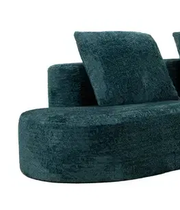 Estila Designová oblá čtyřmístná sedačka Lilos v tmavě modré barvě s plyšovým potahem v organickém tvaru 238 cm