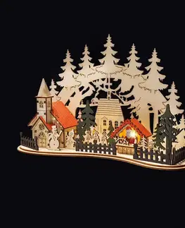 Solight LED vánoční městečko s kostelem, 30x19cm, 2x AAA