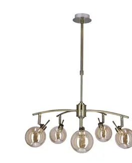 Závěsná lampa Lentini patina 5x40W g9 jantarové stínidlo
