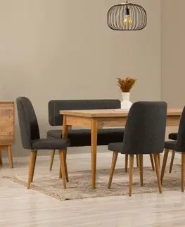 Jídelní set s rozkládacím stolem a židlemi (6 kusů) Vina - Atlantic Pine, Anthracite