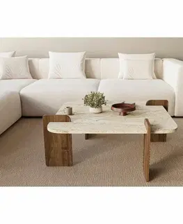 Konferenční stolek Asha Medium - Travertine, ořech