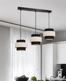 Závěsná lampa Benta černá 3x40W e27 stínidlo černá+krémová