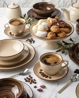 Banquet Sada 6 mělkých talířů Palas 27 cm, hnědá