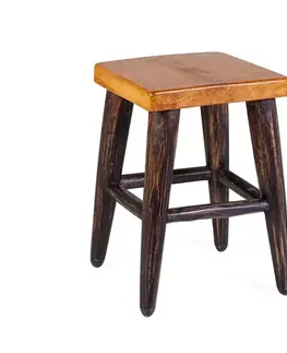 Estila Stylová dřevěná taburetka Kendy z masivu v hnědé barvě 45 cm