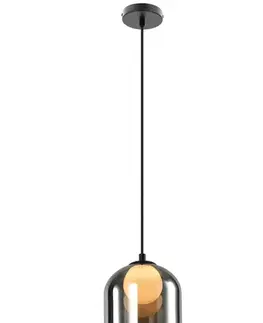 Skleněná závěsná lampa KLEA – s grafitovým a matným stínidlem – moderní stolní lampa do obývacího pokoje G9 LED