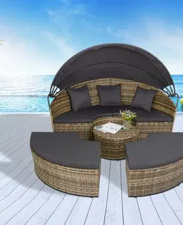 13-dílné multifunkční zahradní sofa + sedací souprava Catalina 2023, hnědá/tm. šedá
