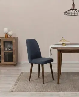 Jídelní set s rozkládacím stolem a židlemi (3 kusy) Vina 1048 - Walnut, Navy Blue