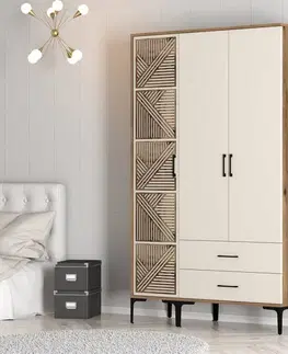 Šatní skříň Kumsal PT - Walnut, Cream