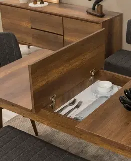 Jídelní set s rozkládacím stolem a židlemi (6 kusů) Vina - Walnut, Anthracite