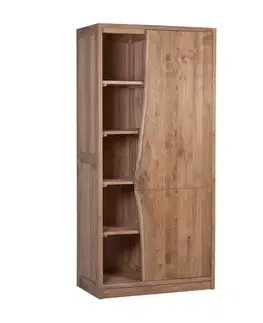Estila Moderní masivní šatní skříň Abertura s dvojitými dvířky s atypickým tvarem v přírodní světle hnědé barvě 190 cm