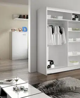 ArtAdrk Šatní skříň TRAVES | 180 cm Skříň: Dub sonoma / bílá