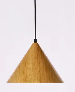 Závěsná lampa Dunca 25, černá, 1x40, E27, stínidlo ze světlého dubu