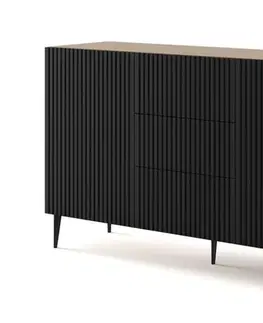 ARTBm Komoda RAVENNA B 2D3S 150 | dub artisan / černá matná Provedení: Dub artisan / černý mat / černé nohy