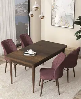 Dining Table & Chairs Set (5 Pieces) Arp - Baroque, Dusty Rose