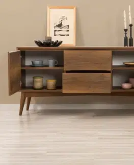 Set s rozkládacím stolem, židlemi a konzolou (6 kusů) Vina Bench 04 0701 - Walnut, Grey
