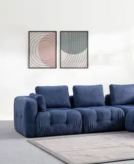 Rohová sedací souprava Amaris 3 Seater With Pouffe - Navy Blue