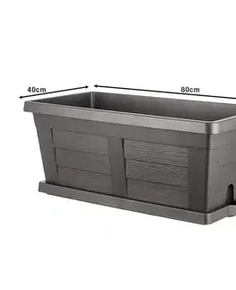 Bama Zahradní velkoobjemový truhlík Legno antracit, 80 x 40 x 35 cm, 80 cm