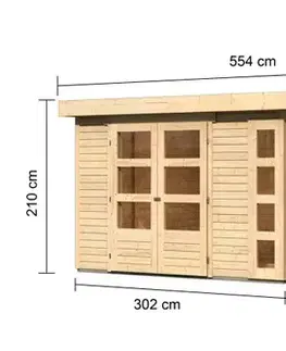 Dřevěný zahradní domek KERKO 5 s přístavkem 240 Lanitplast