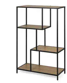 Kovový regál LOFTY GRID Low Oak, 114 x 77 cm