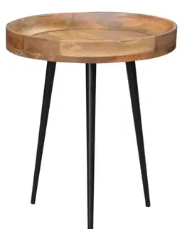 Estila Stylový retro kruhový příruční stolek Tamworth I v hnědé barvě 45cm