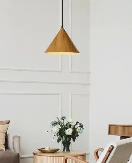 Závěsná lampa Dunca 25, černá, 1x40, E27, stínidlo ze světlého dubu