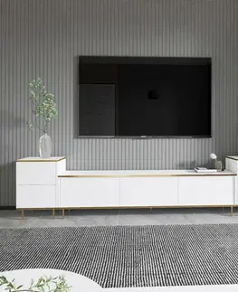 Televizní stolek se skříňkami Imej White and Gold