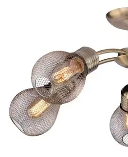 Stropní lampa s patinovaným drátěným stínidlem 5x60W Gliva