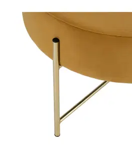 Taburet SOFT Deco, hořčicově žlutý samet