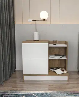 Noční stolek Rena - White, Walnut