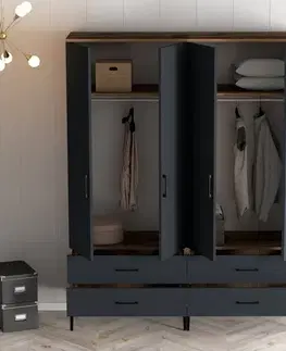 Šatní skříň Kumsal TT - Walnut, Anthracite