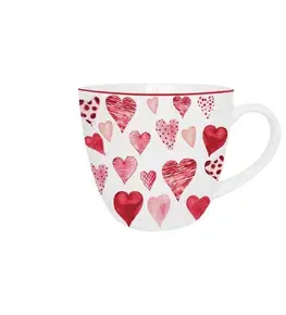 DUO - Hrnek 460ml HEARTS 1 červená srdíčka v košíku
