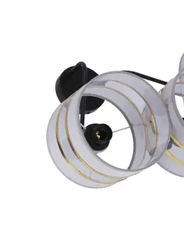 Stropní lampa černá 3xE27 stínidlo bílá + zlatá Andy