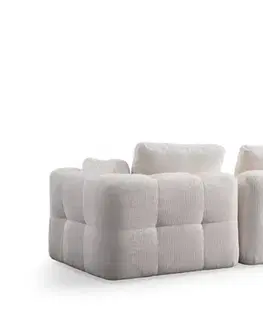 Rohová sedací souprava Amaris 3 Seater With Pouffe - White