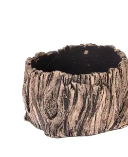 Betonový květináč Dekor kúra stromu, hnědá, 17 x 10 cm, pr. 17 cm