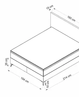 Rám dvoulůžkové postele s čelem Samira 150 x 200 - Grey