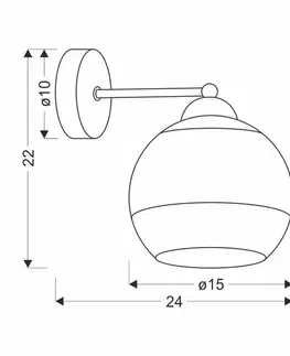 Nástěnná lampa Contessa černá 1x40 E27 zlaté stínidlo