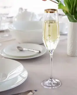 Sklenice na šampaňské s pozlaceným okrajem 210 ml — Premium Glas Crystal - 321810